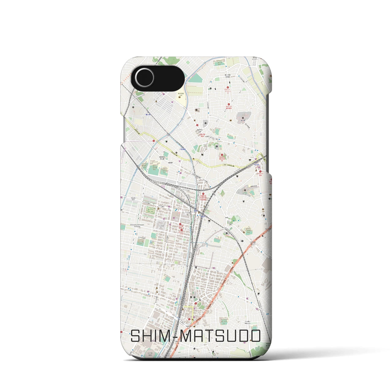 【新松戸（千葉県）】地図柄iPhoneケース（バックカバータイプ）