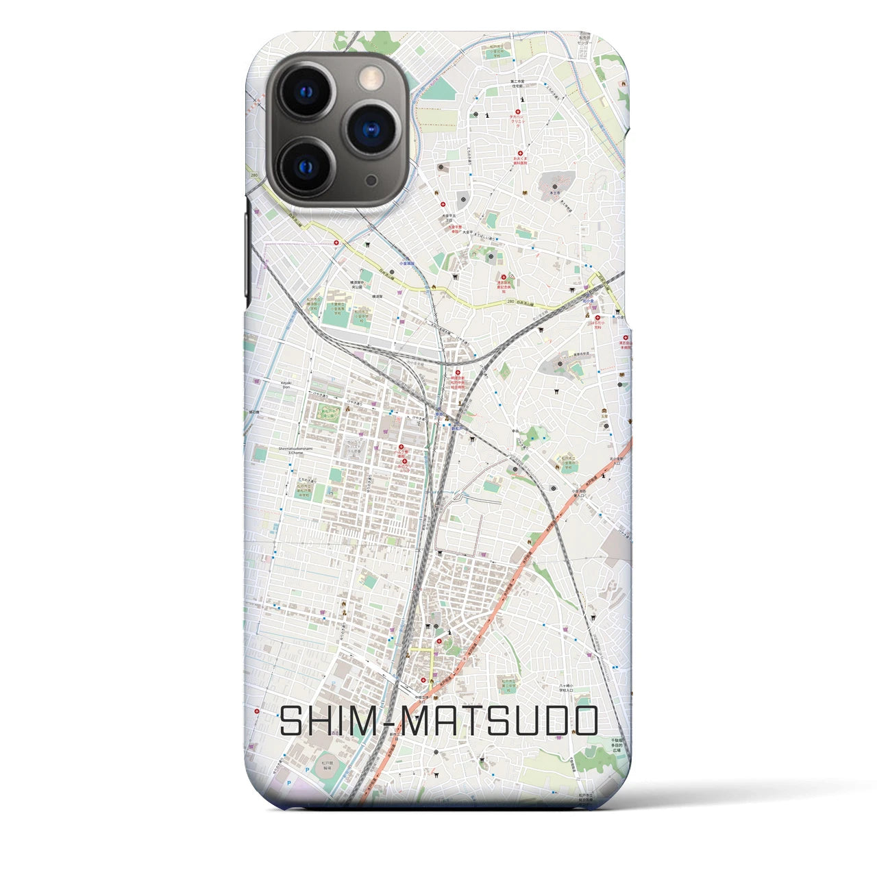 【新松戸（千葉県）】地図柄iPhoneケース（バックカバータイプ）