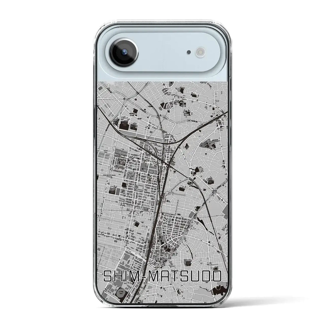 【新松戸(千葉県)】地図柄iPhoneケース(クリアタイプ)モノトーン・iPhone 17 Pro Max 用