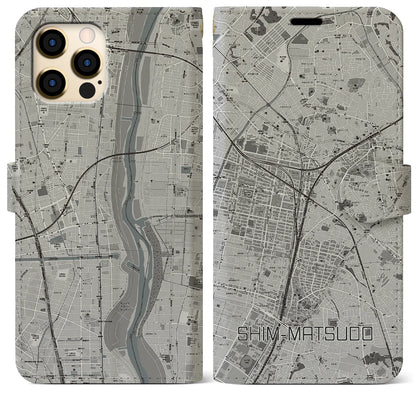 【新松戸（千葉県）】地図柄iPhoneケース（手帳タイプ）ナチュラル・iPhone 13 Pro Max 用