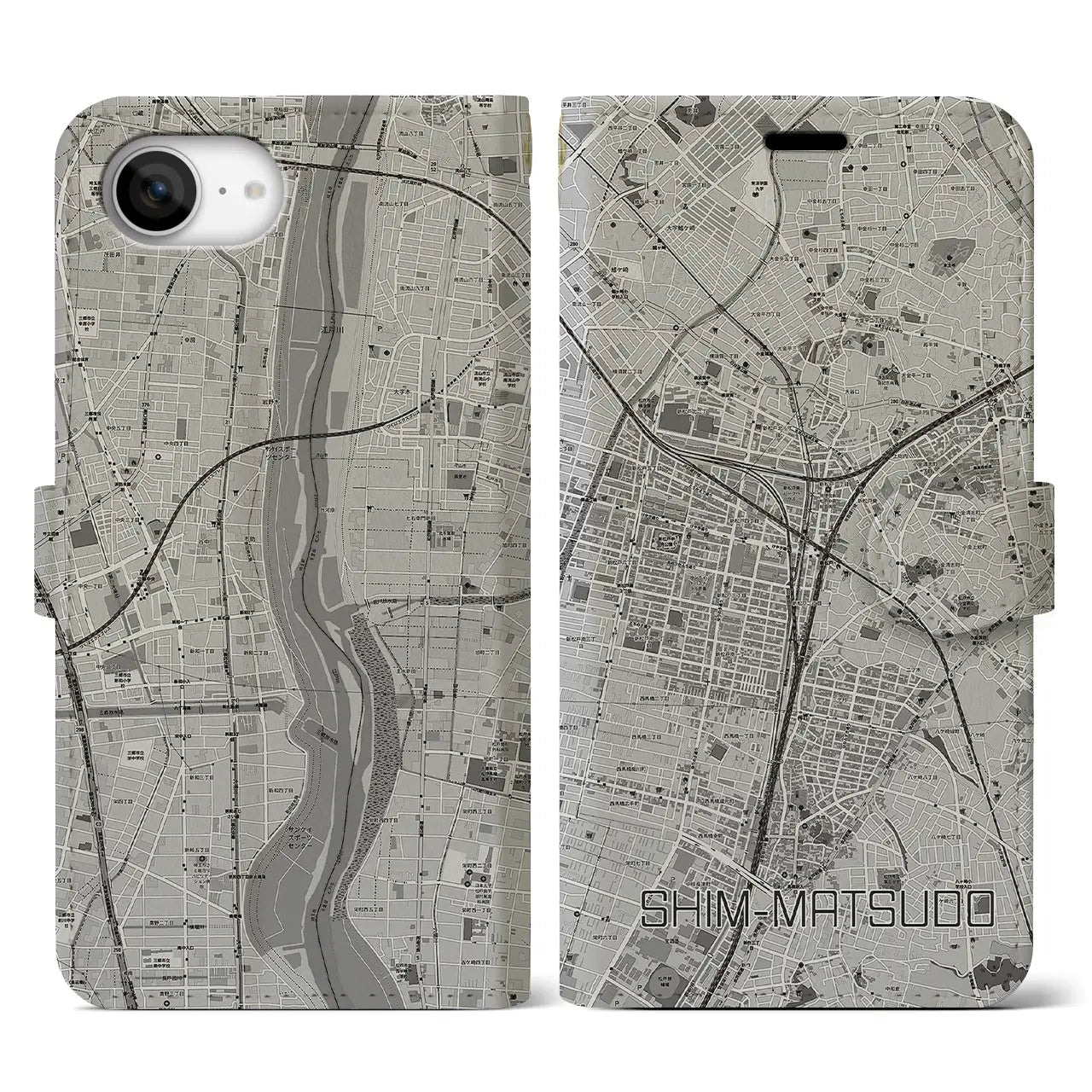 【新松戸（千葉県）】地図柄iPhoneケース（手帳タイプ）