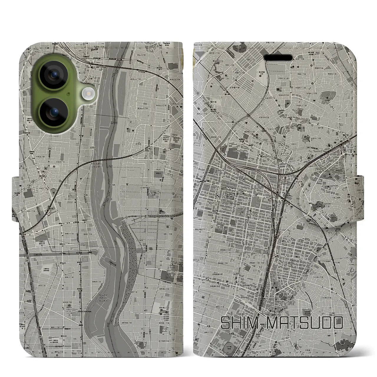 【新松戸（千葉県）】地図柄iPhoneケース（手帳タイプ）