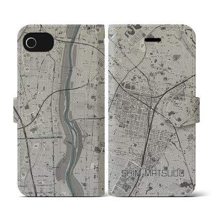 【新松戸（千葉県）】地図柄iPhoneケース（手帳タイプ）ナチュラル・iPhone 12 / 12 Pro 用