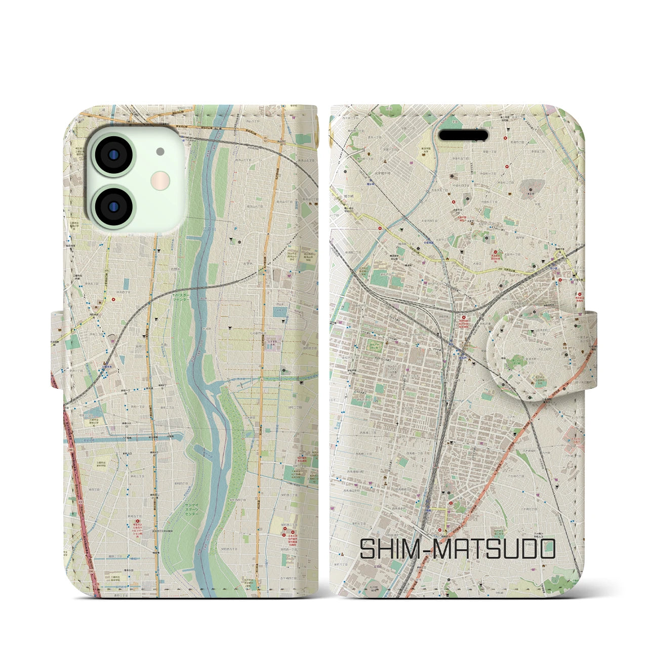 【新松戸（千葉県）】地図柄iPhoneケース（手帳タイプ）
