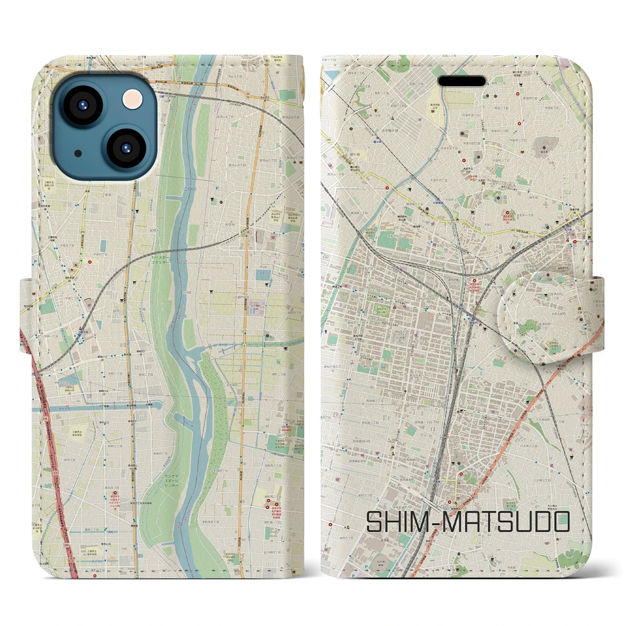 【新松戸（千葉県）】地図柄iPhoneケース（手帳タイプ）