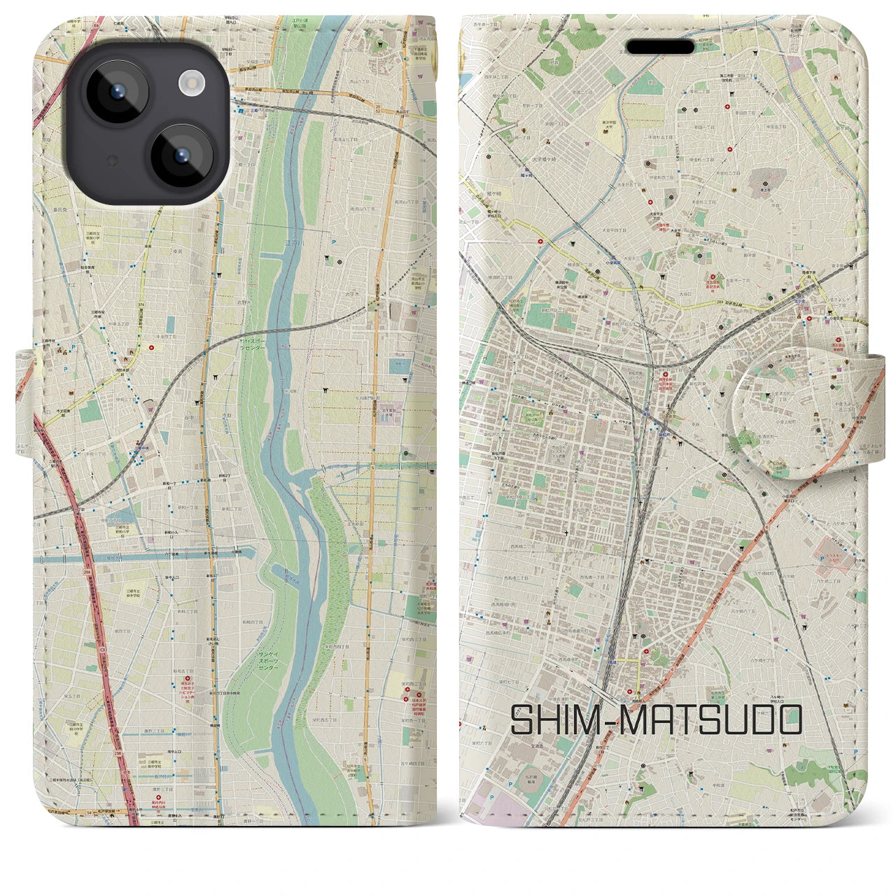 【新松戸（千葉県）】地図柄iPhoneケース（手帳タイプ）