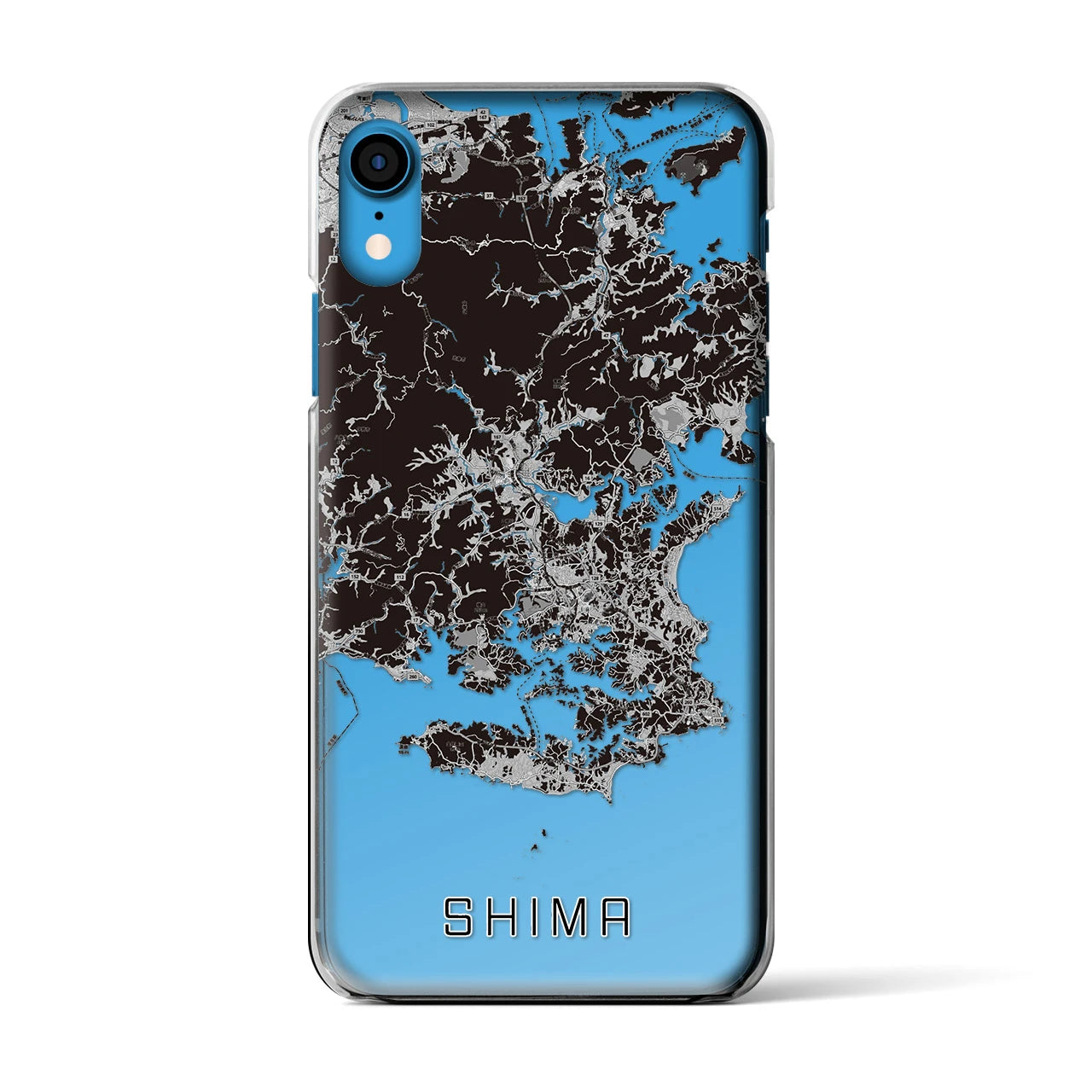 【志摩（三重県）】地図柄iPhoneケース（クリアタイプ）モノトーン・iPhone XR 用