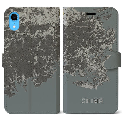 【志摩（三重県）】地図柄iPhoneケース（手帳タイプ）モノトーン・iPhone XR 用