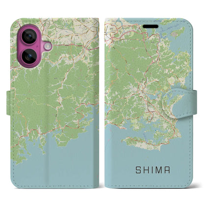 【志摩（三重県）】地図柄iPhoneケース（手帳タイプ）ナチュラル・iPhone 16 Pro 用