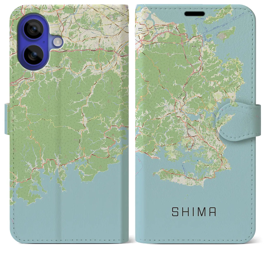 【志摩（三重県）】地図柄iPhoneケース（手帳タイプ）ナチュラル・iPhone 16 Pro Max 用