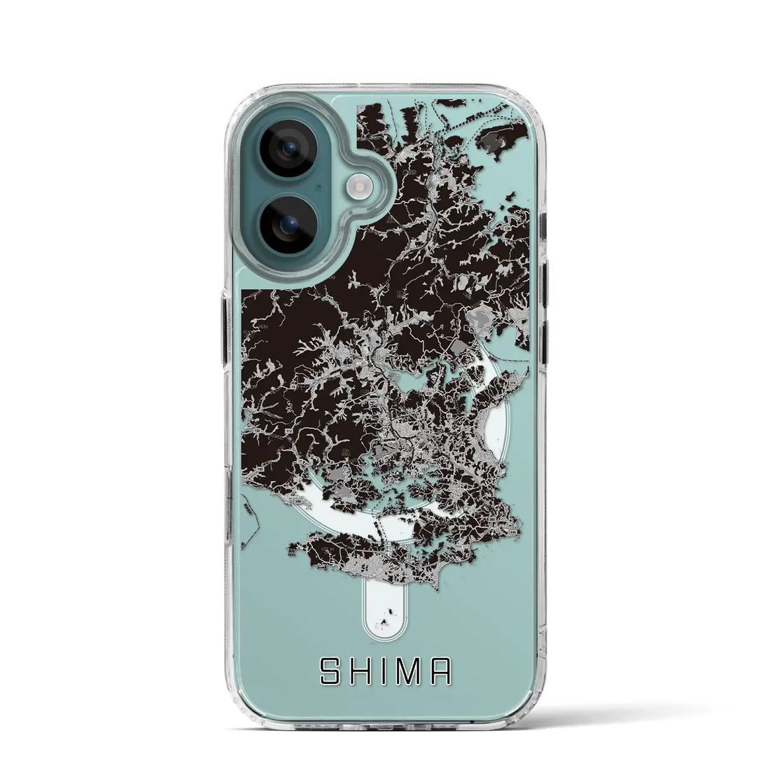 【志摩(三重県)】地図柄iPhoneケース(MagSafeタイプ)モノトーン・iPhone 16 Pro 用