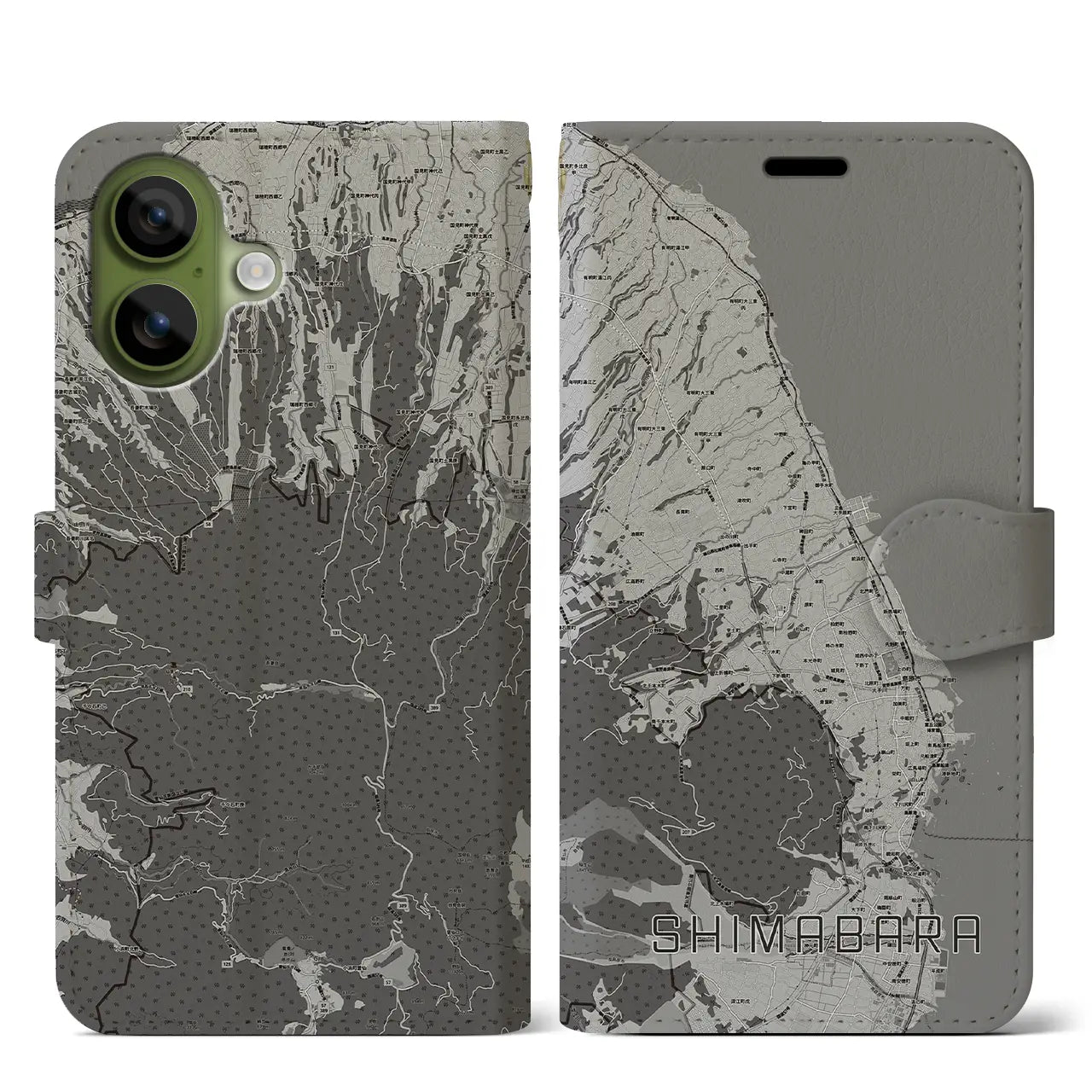 【島原（長崎県）】地図柄iPhoneケース（手帳タイプ）