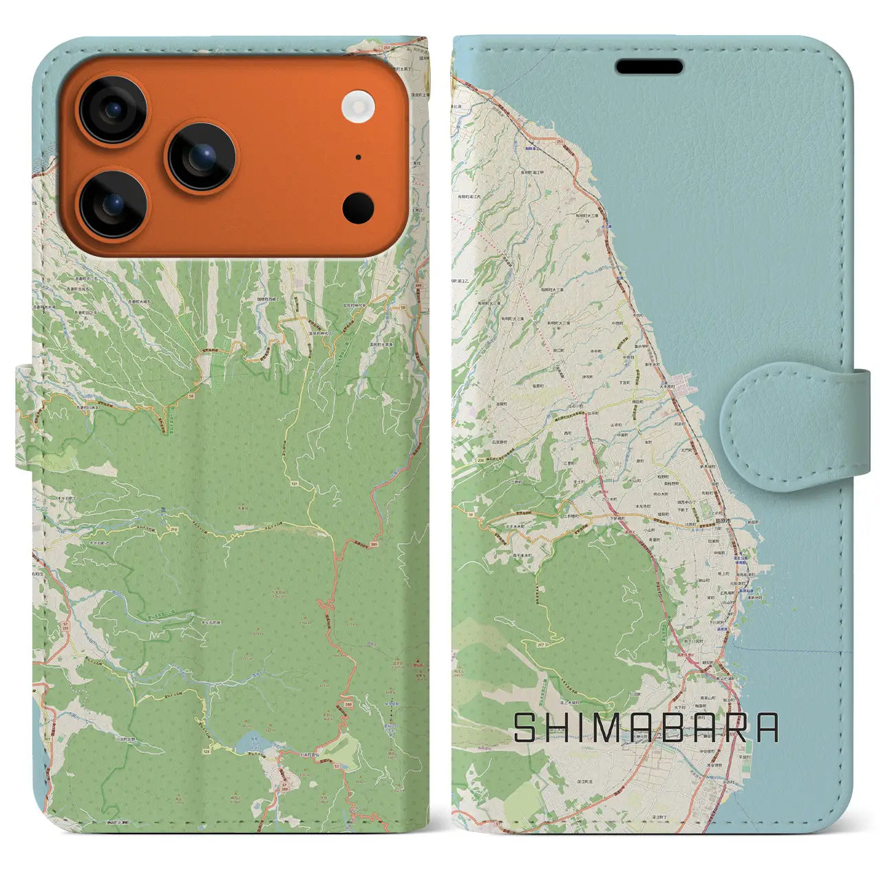 【島原（長崎県）】地図柄iPhoneケース（手帳タイプ）