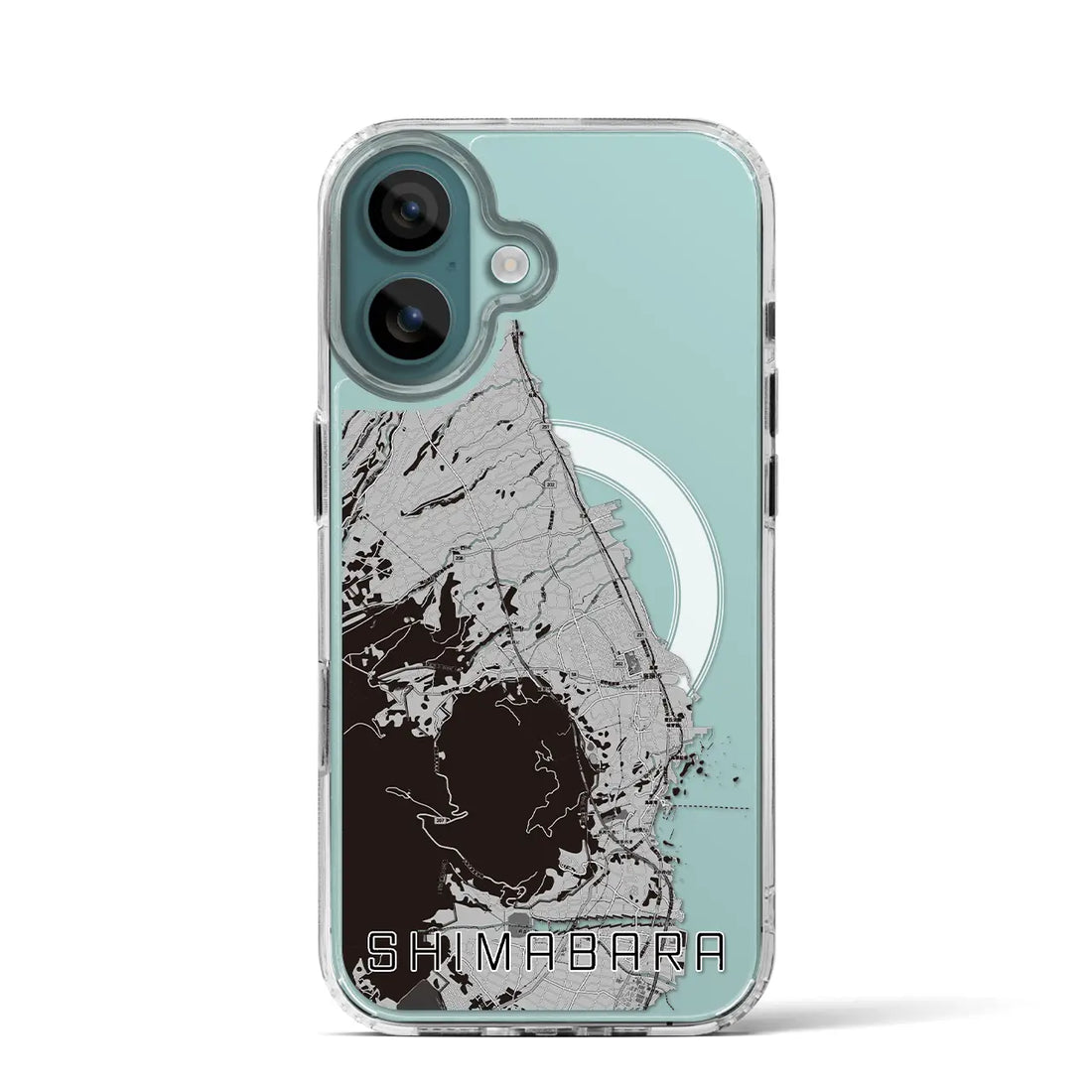 【島原（長崎県）】地図柄iPhoneケース（MagSafeタイプ）モノトーン・iPhone 16 Pro 用