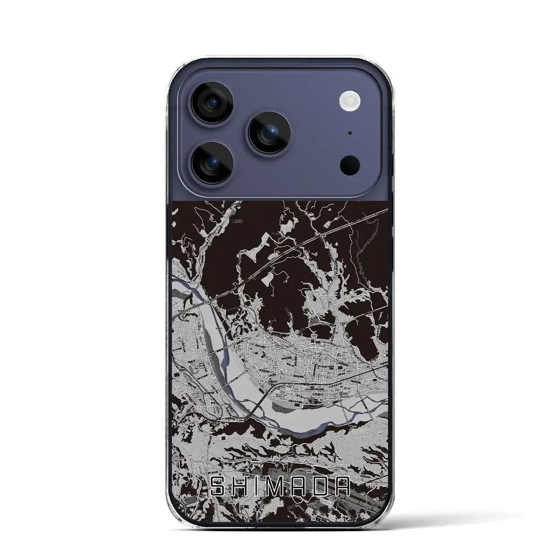 【島田(静岡県)】地図柄iPhoneケース(クリアタイプ)モノトーン・iPhone 17 Pro Max 用