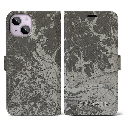 【島田（静岡県）】地図柄iPhoneケース（手帳タイプ）モノトーン・iPhone 14 用