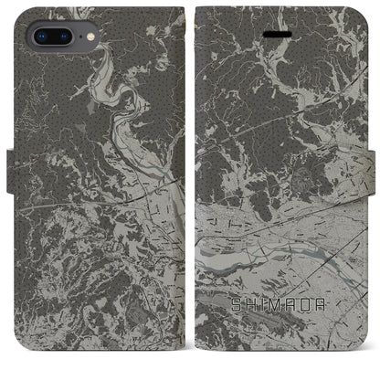 【島田（静岡県）】地図柄iPhoneケース（手帳タイプ）モノトーン・iPhone 8Plus /7Plus / 6sPlus / 6Plus 用