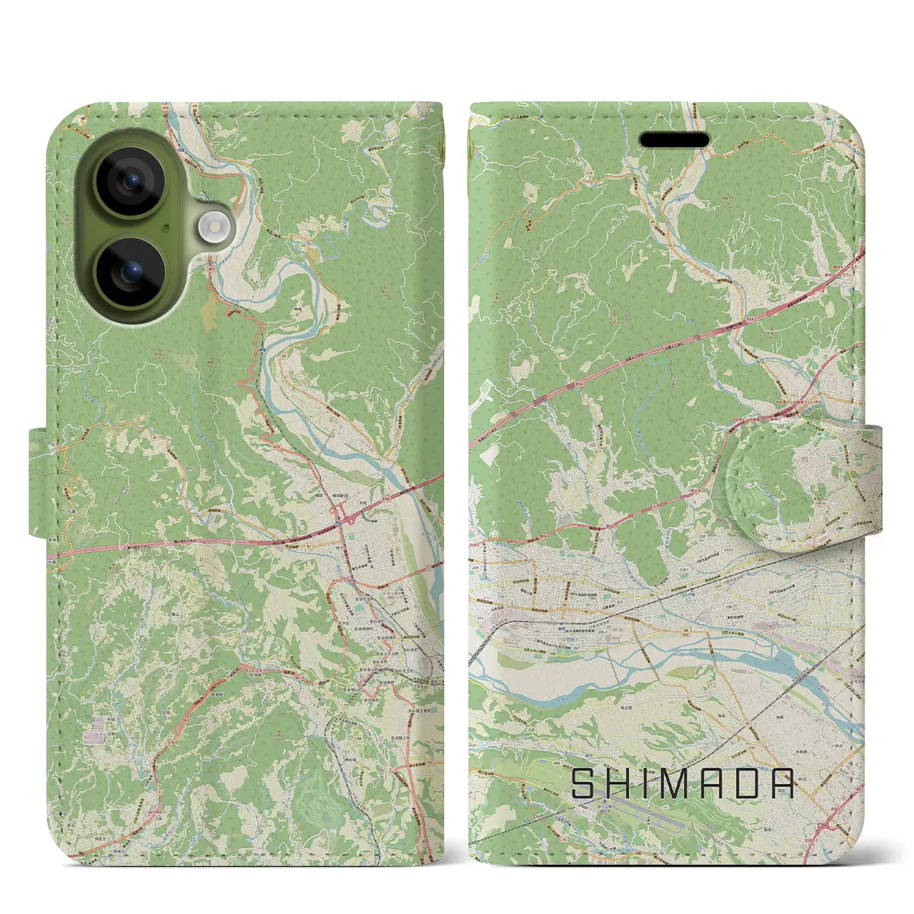 【島田（静岡県）】地図柄iPhoneケース（手帳タイプ）