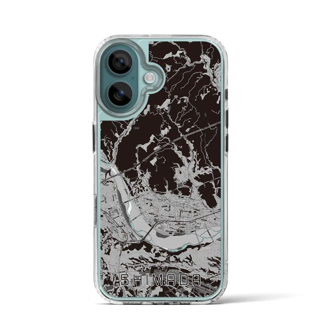 【島田（静岡県）】地図柄iPhoneケース（MagSafeタイプ）モノトーン・iPhone 16 Pro 用