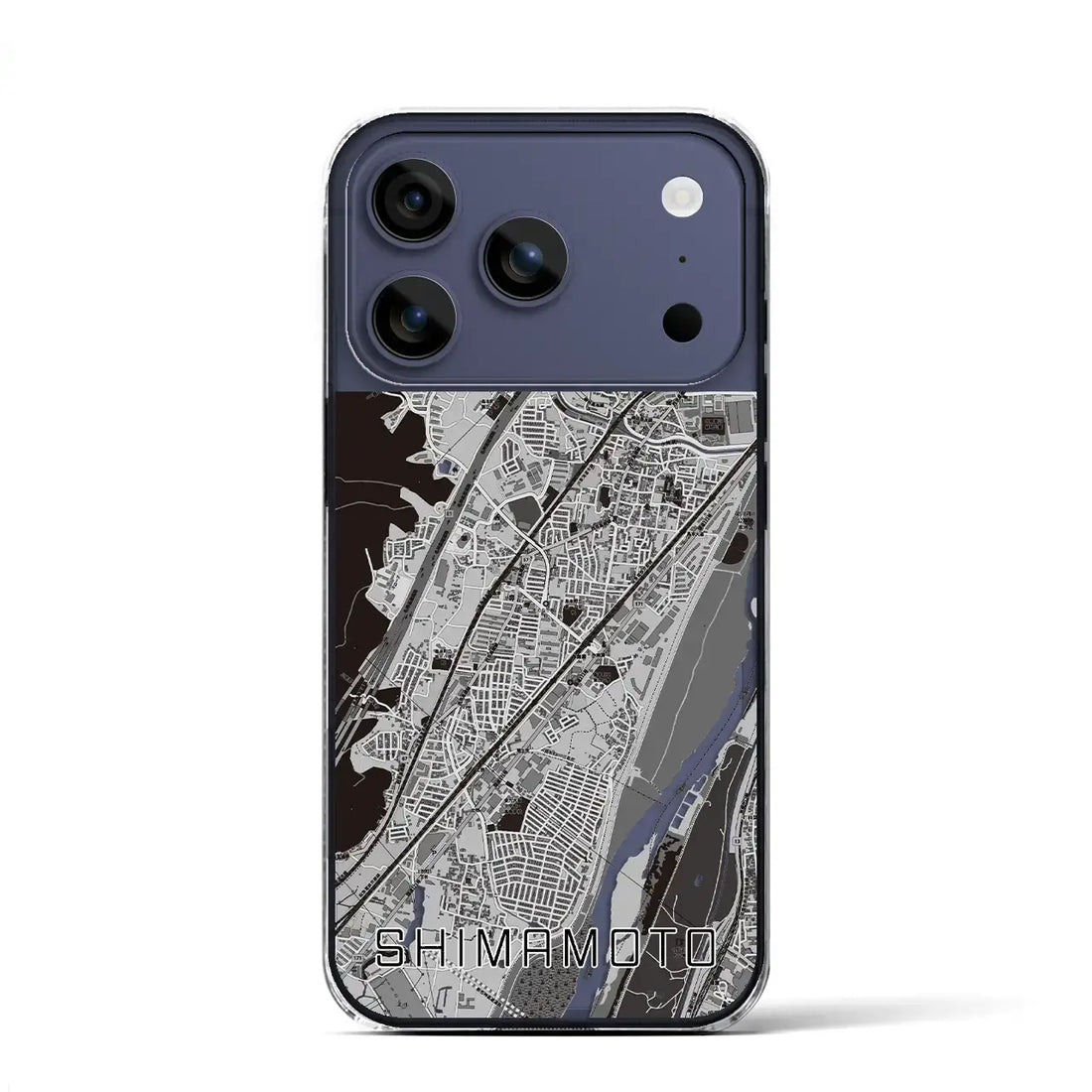 【島本(大阪府)】地図柄iPhoneケース(クリアタイプ)モノトーン・iPhone 17 Pro Max 用