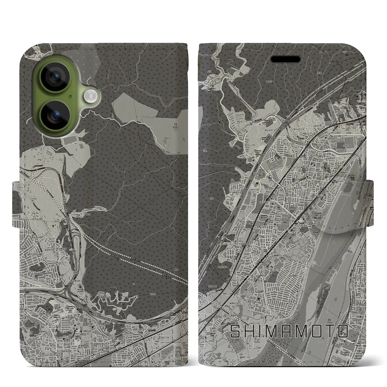 【島本（大阪府）】地図柄iPhoneケース（手帳タイプ）