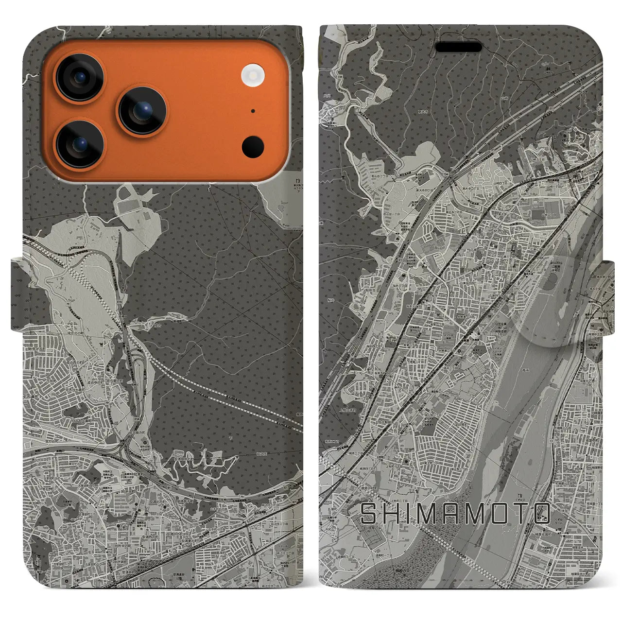 【島本（大阪府）】地図柄iPhoneケース（手帳タイプ）