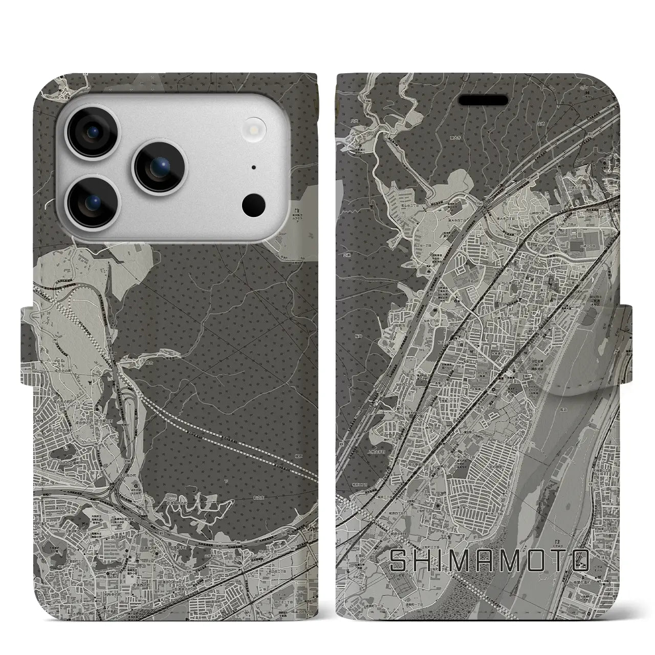 【島本（大阪府）】地図柄iPhoneケース（手帳タイプ）