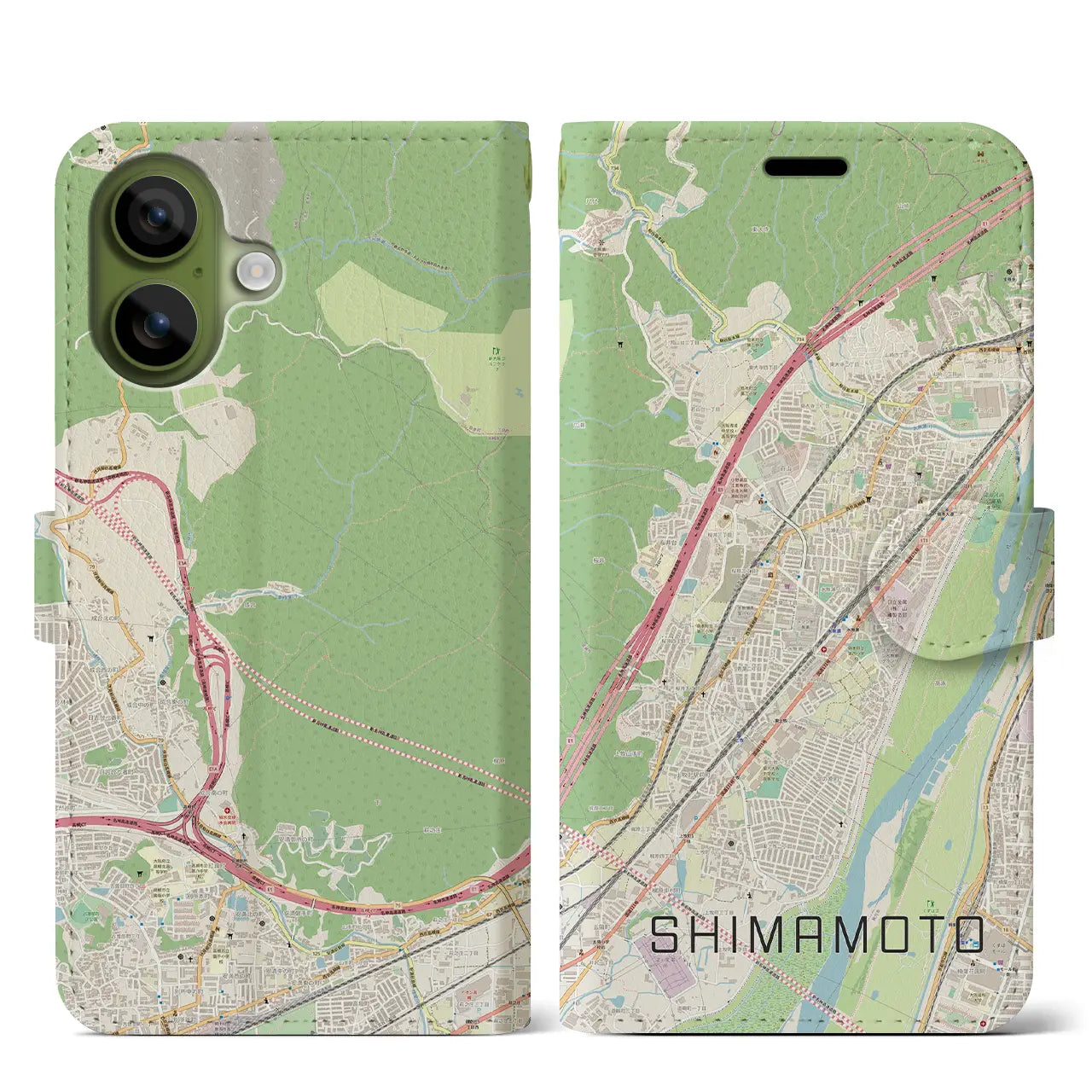 【島本（大阪府）】地図柄iPhoneケース（手帳タイプ）