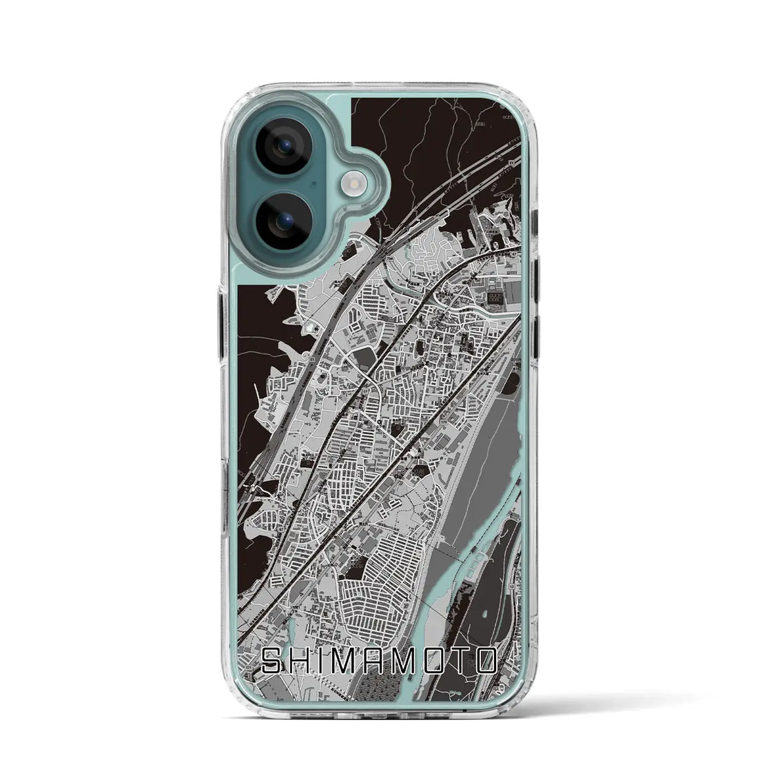 【島本(大阪府)】地図柄iPhoneケース(MagSafeタイプ)モノトーン・iPhone 16 Pro 用