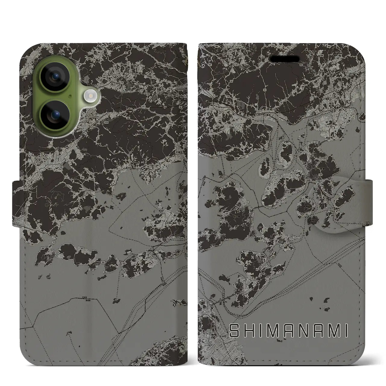 【しまなみ2（広島県）】地図柄iPhoneケース（手帳タイプ）