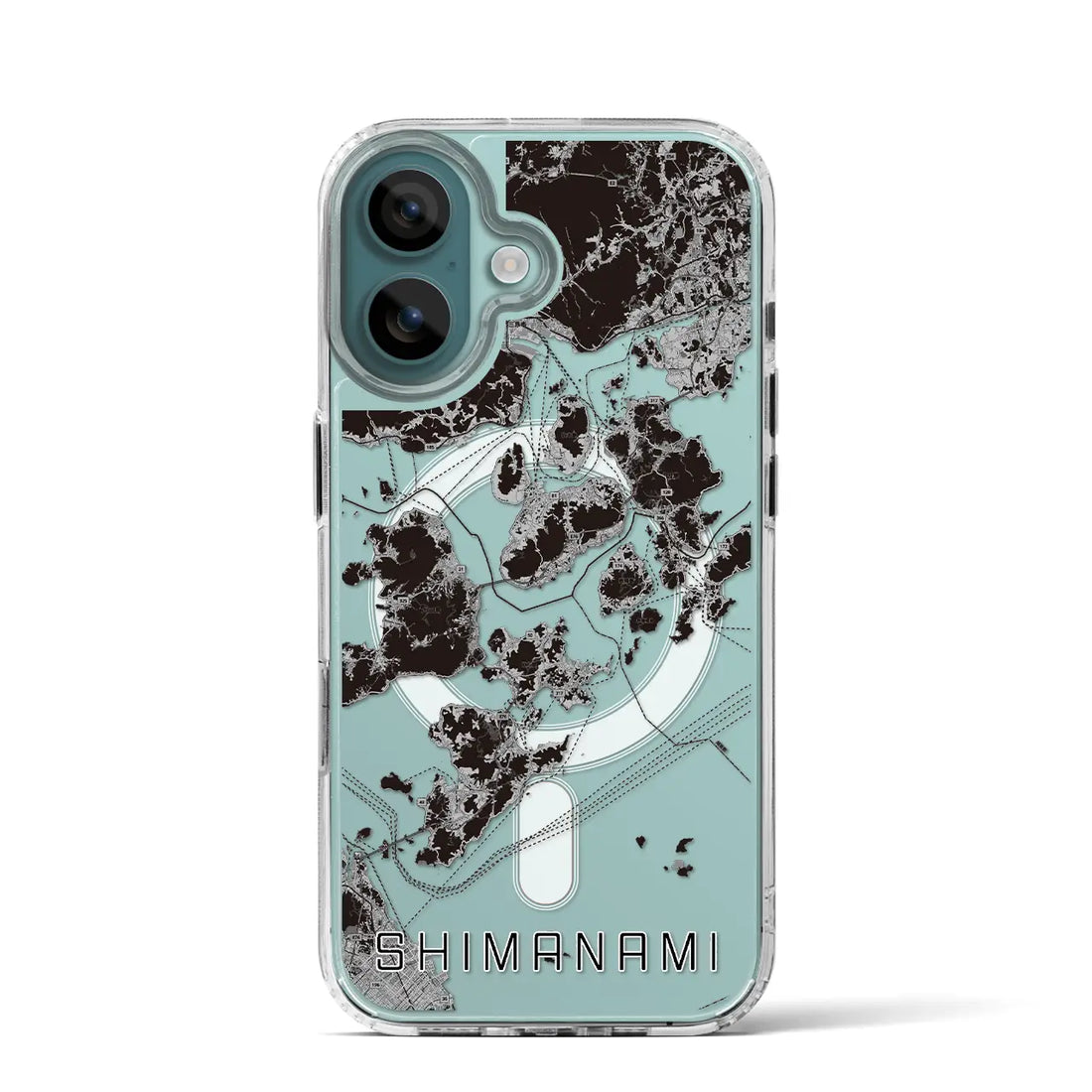 【しまなみ2（広島県）】地図柄iPhoneケース（MagSafeタイプ）モノトーン・iPhone 16 Pro 用