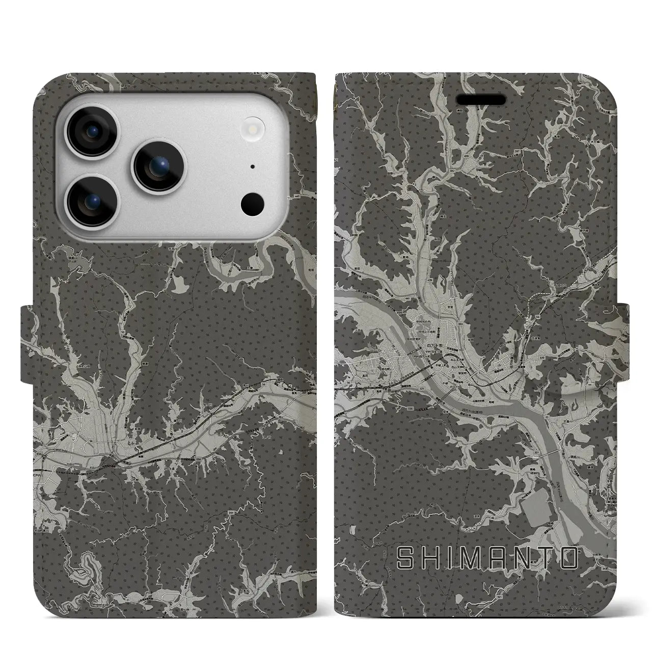 【四万十（高知県）】地図柄iPhoneケース（手帳タイプ）