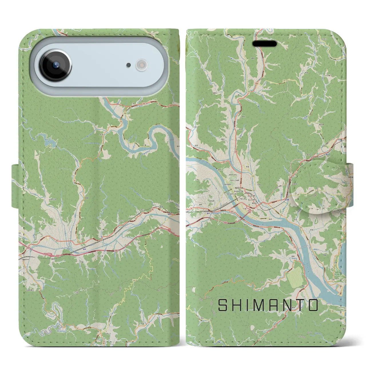 【四万十（高知県）】地図柄iPhoneケース（手帳タイプ）