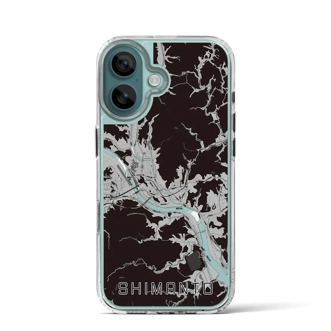 【四万十（高知県）】地図柄iPhoneケース（MagSafeタイプ）モノトーン・iPhone 16 Pro 用