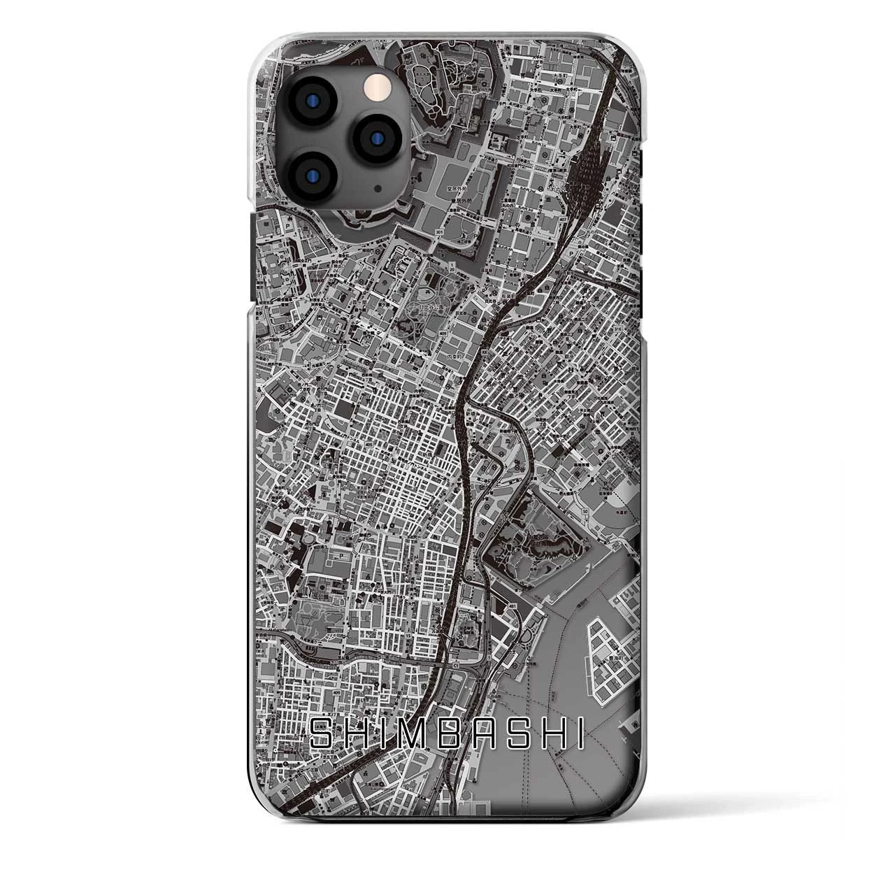 【新橋（東京都）】地図柄iPhoneケース（クリアタイプ）モノトーン・iPhone 11 Pro Max 用