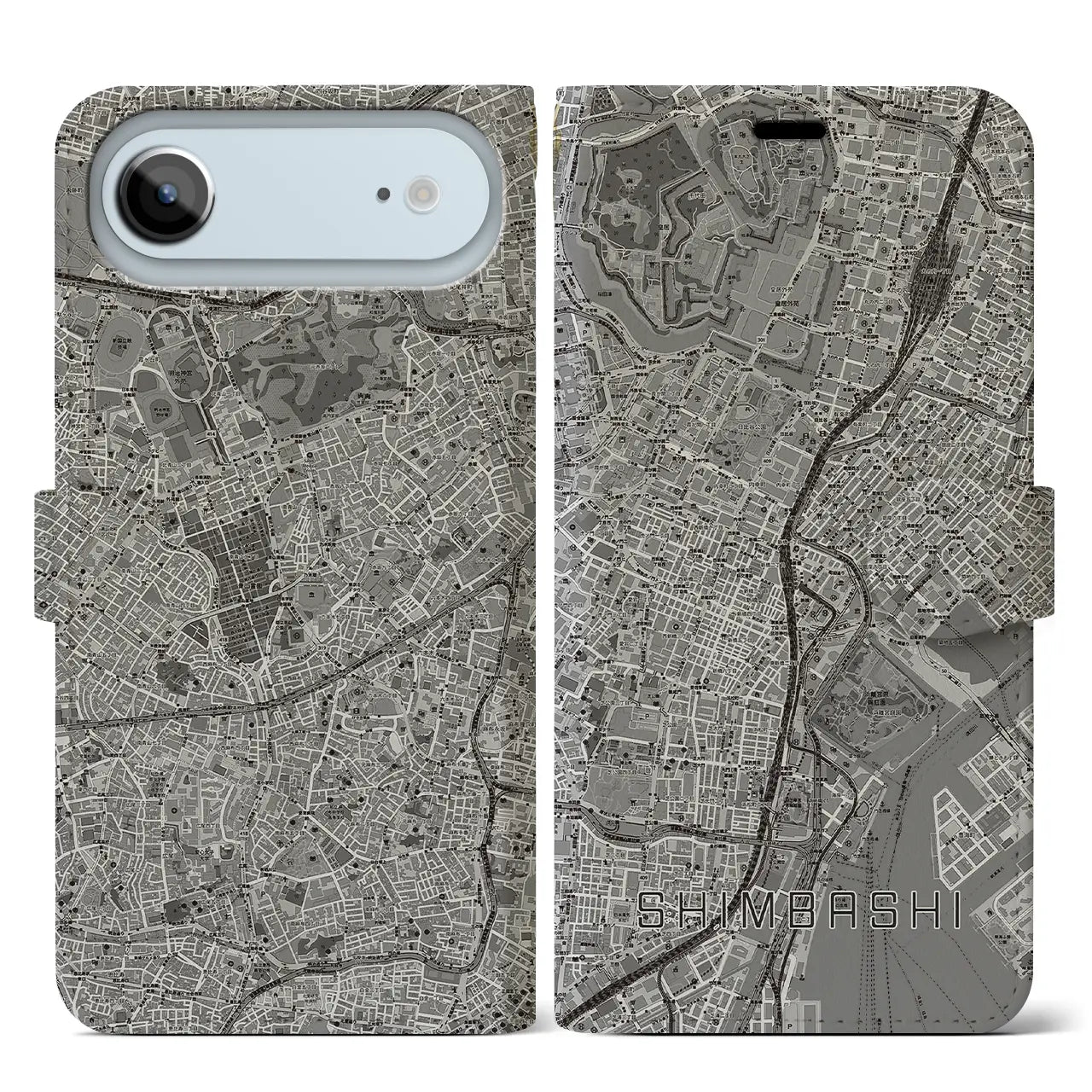 【新橋（東京都）】地図柄iPhoneケース（手帳タイプ）