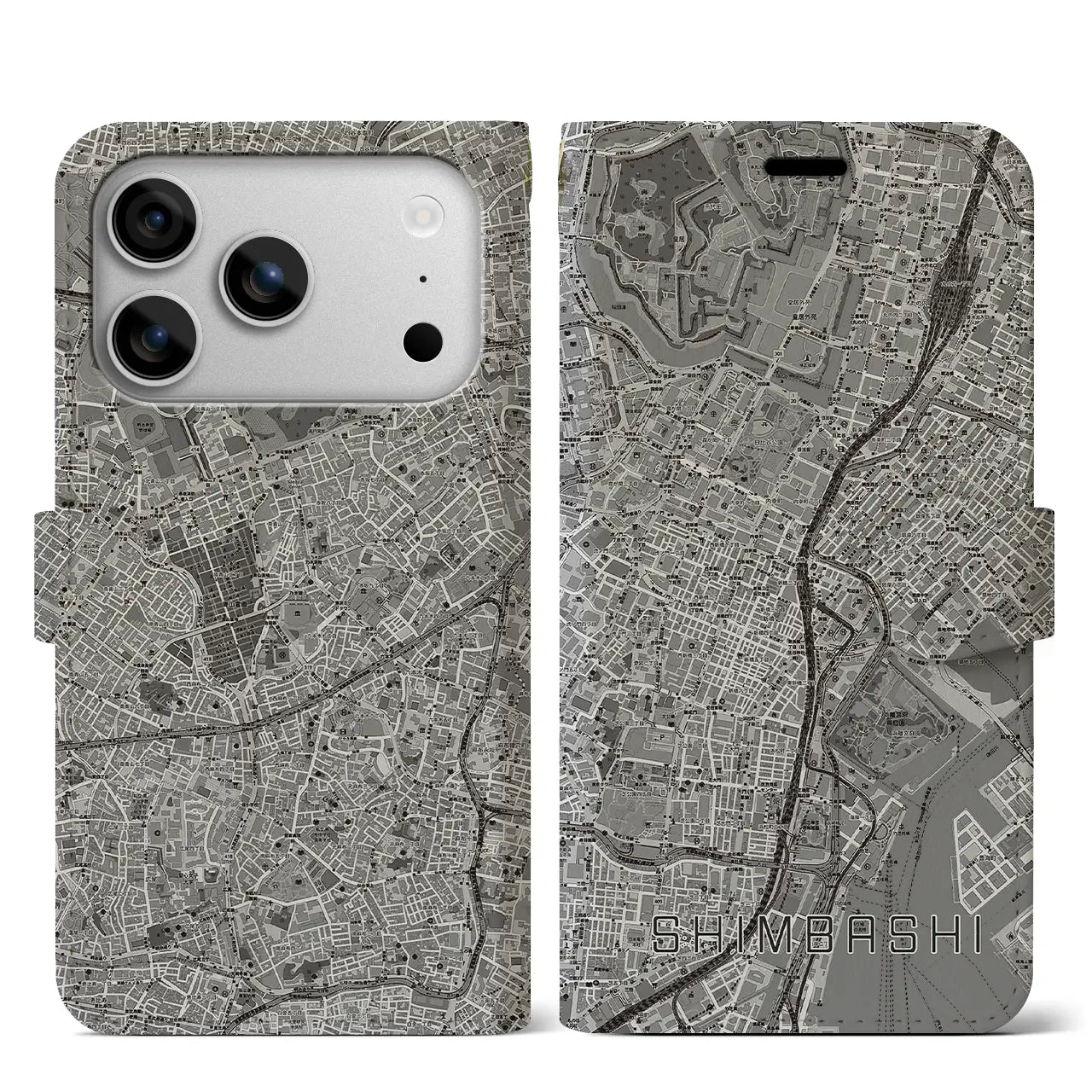 【新橋（東京都）】地図柄iPhoneケース（手帳タイプ）