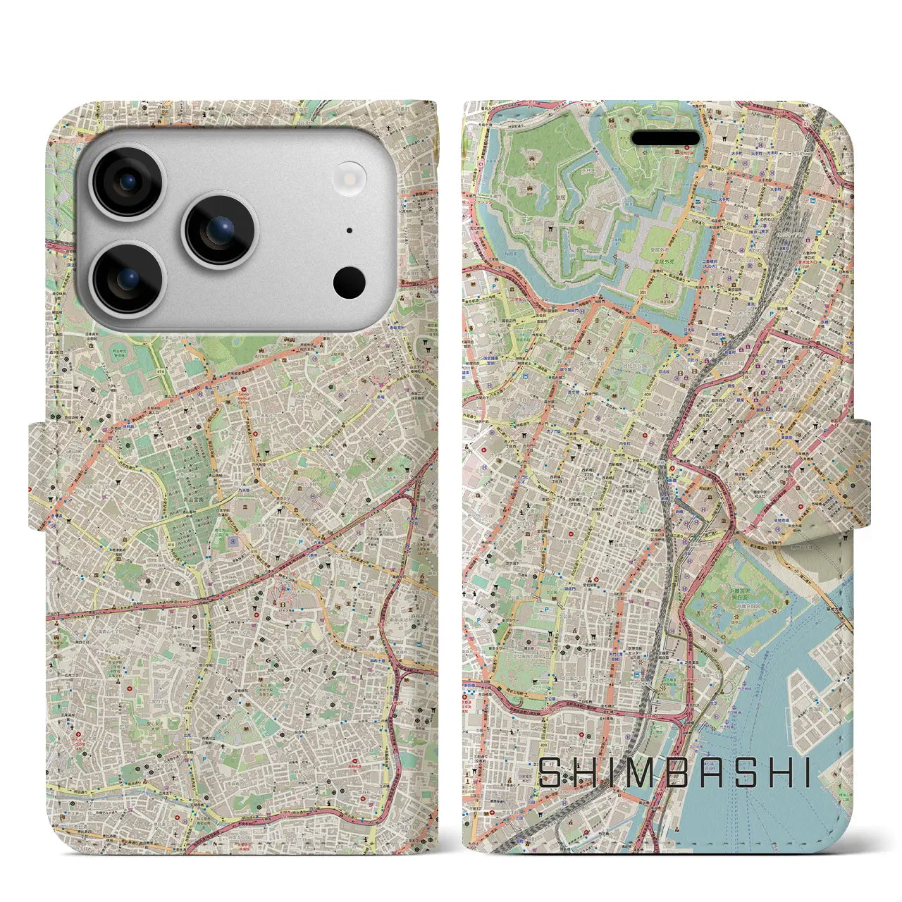 【新橋（東京都）】地図柄iPhoneケース（手帳タイプ）