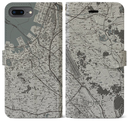 【志免（福岡県）】地図柄iPhoneケース（手帳タイプ）モノトーン・iPhone 8Plus /7Plus / 6sPlus / 6Plus 用
