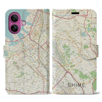 【志免（福岡県）】地図柄iPhoneケース（手帳タイプ）ナチュラル・iPhone 16 Pro 用