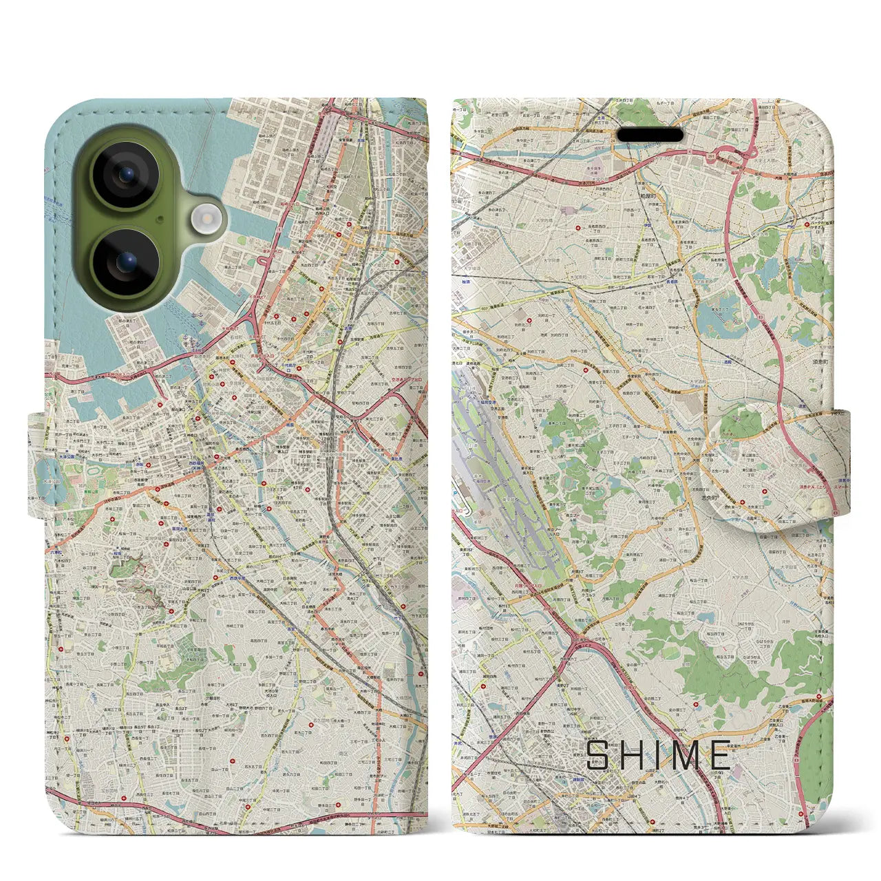 【志免（福岡県）】地図柄iPhoneケース（手帳タイプ）