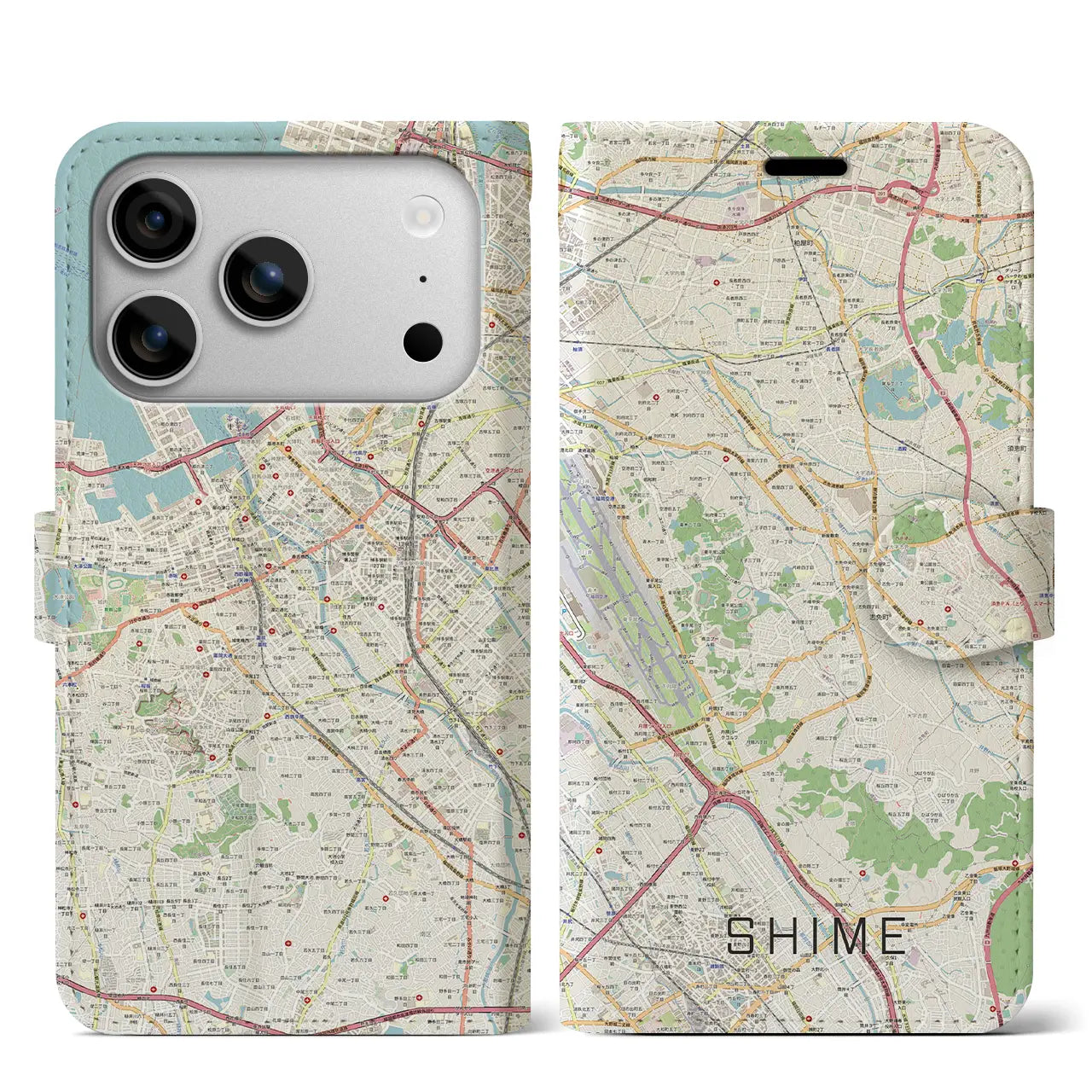 【志免（福岡県）】地図柄iPhoneケース（手帳タイプ）