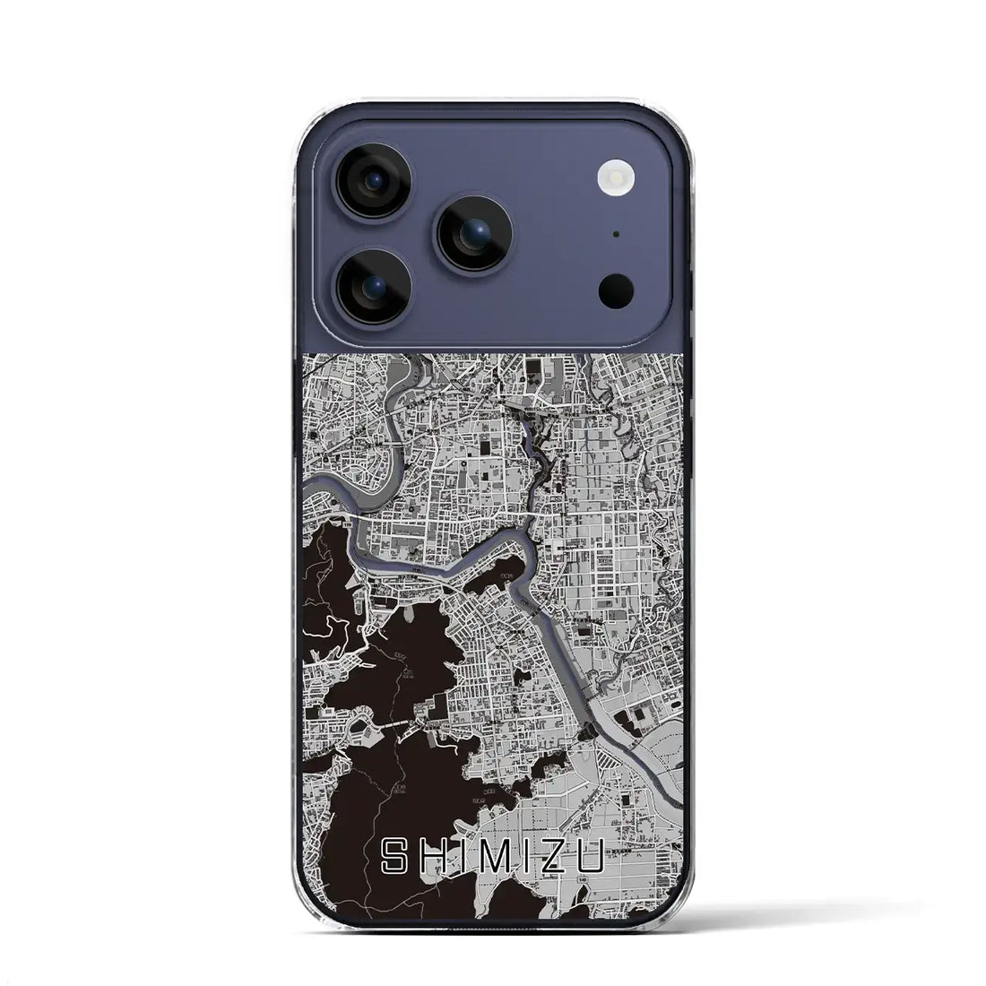 【清水（静岡県清水町）】地図柄iPhoneケース（クリアタイプ）モノトーン・iPhone 17 Pro Max 用