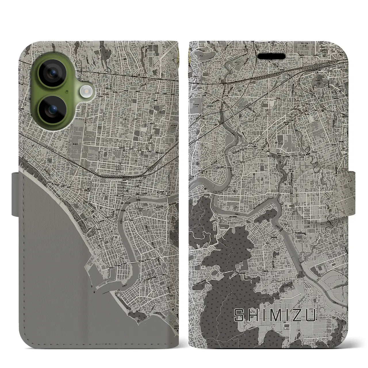 【清水（静岡県清水町）】地図柄iPhoneケース（手帳タイプ）