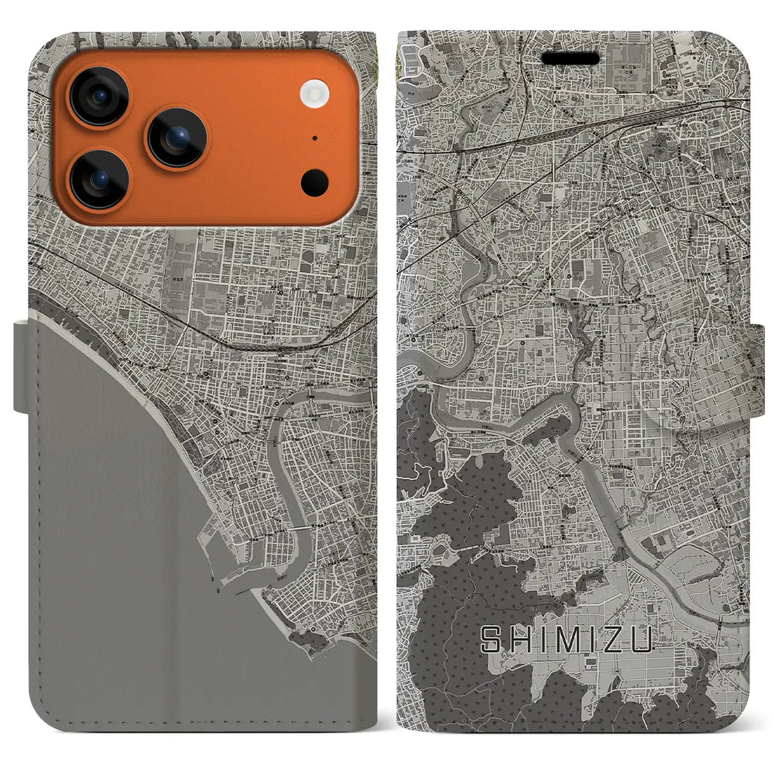 【清水（静岡県清水町）】地図柄iPhoneケース（手帳タイプ）