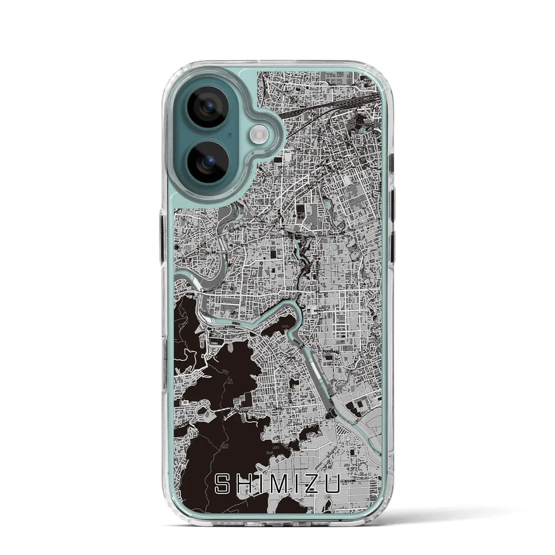 【清水（静岡県清水町）】地図柄iPhoneケース（MagSafeタイプ）モノトーン・iPhone 16 Pro 用