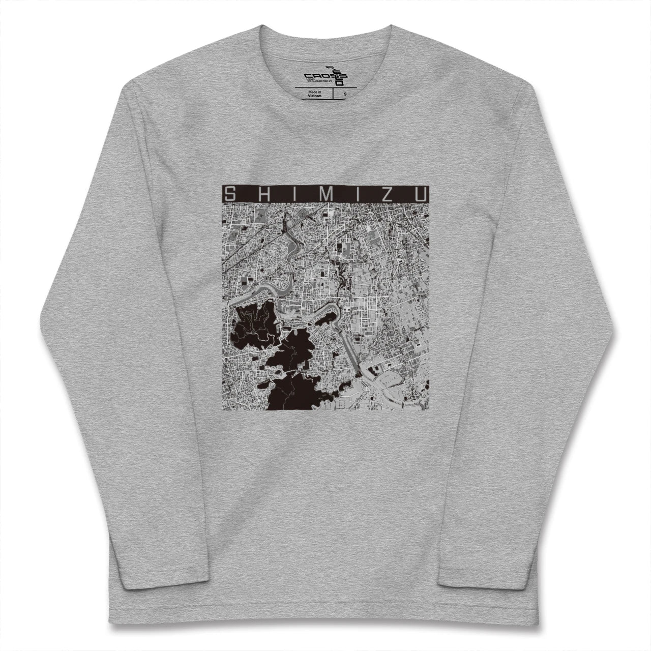 【清水（静岡県清水町）（静岡県）】地図柄ロングスリーブTシャツ