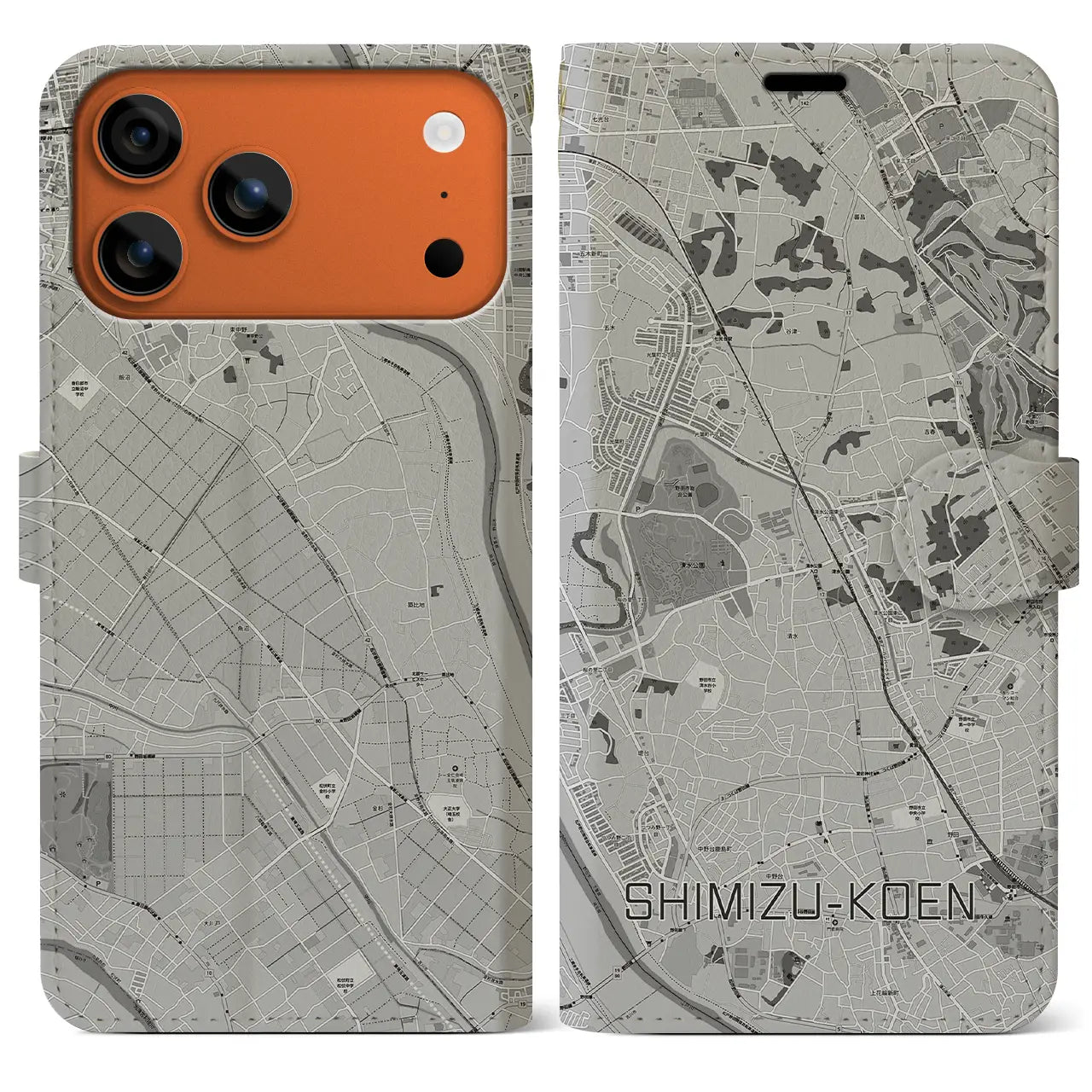 【清水公園（千葉県）】地図柄iPhoneケース（手帳タイプ）