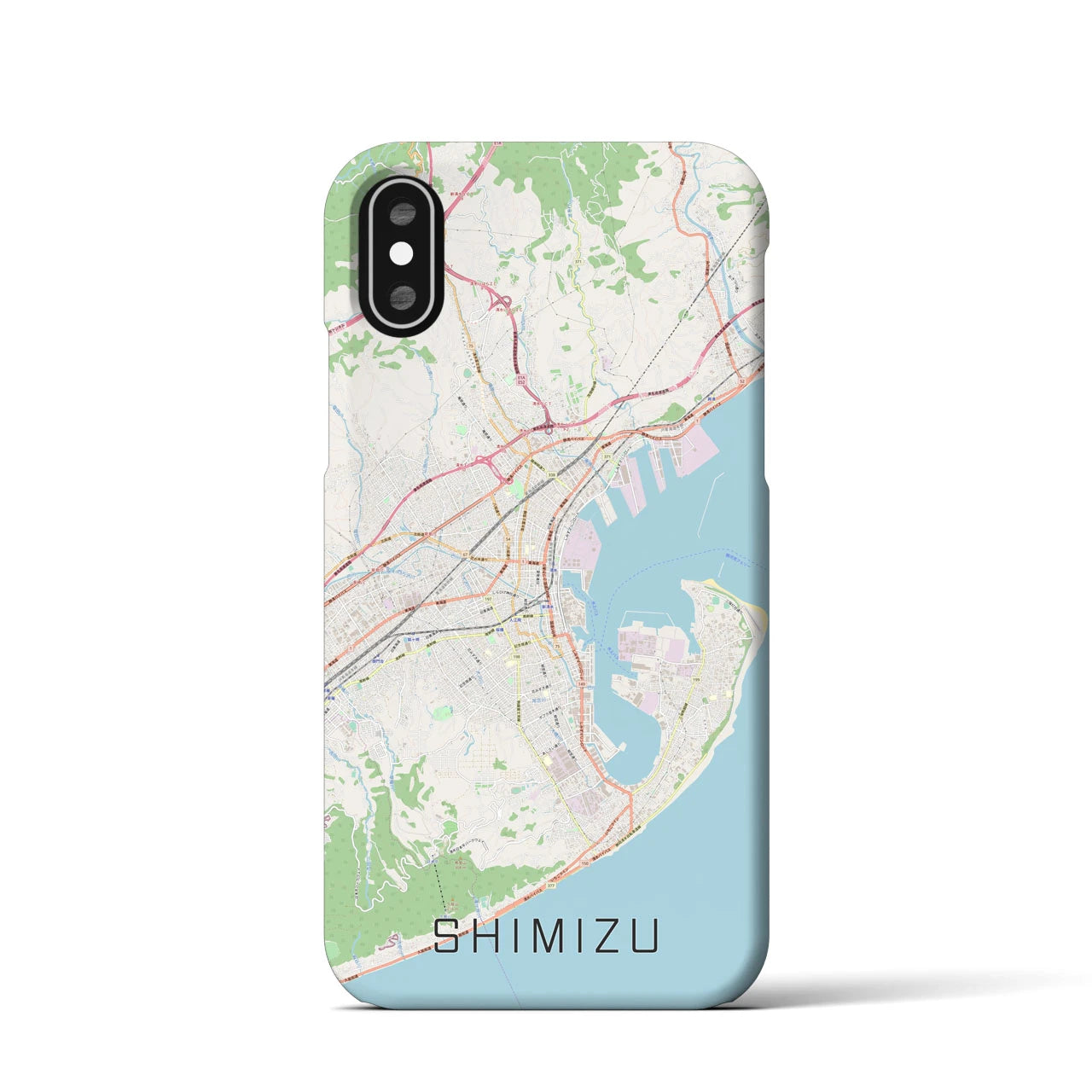 【清水（静岡県）】地図柄iPhoneケース（バックカバータイプ）