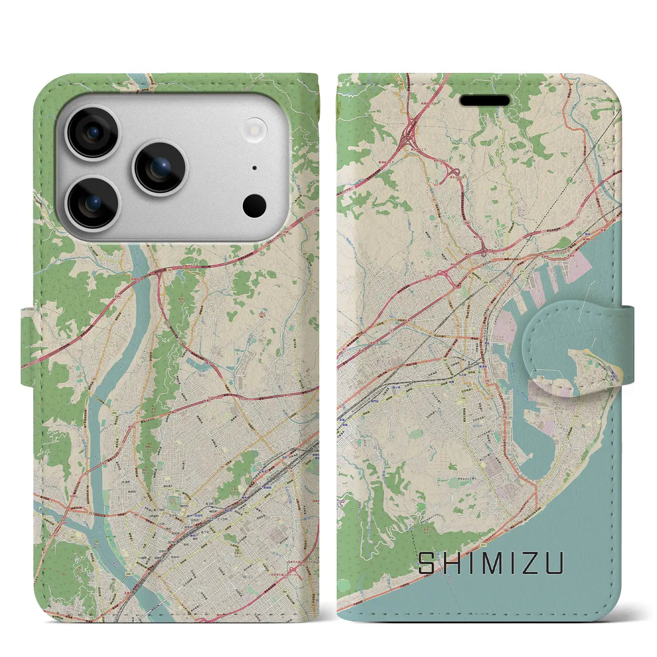 【清水（静岡県）】地図柄iPhoneケース（手帳タイプ）